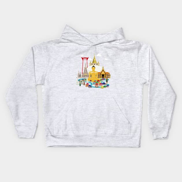 Bangkok Kids Hoodie by AngelaGutierrezGraphicDesign